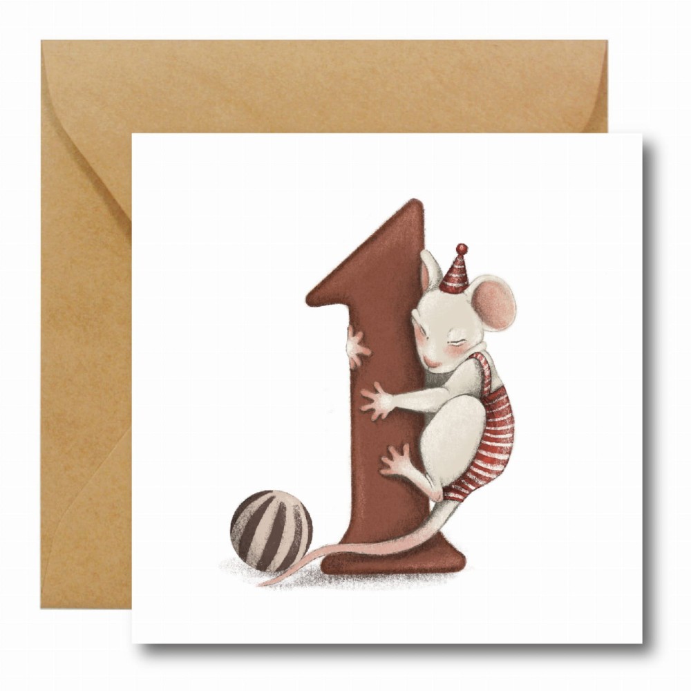 Greeting card - Hi Little - Mouse, 14,5 x 14,5 cm