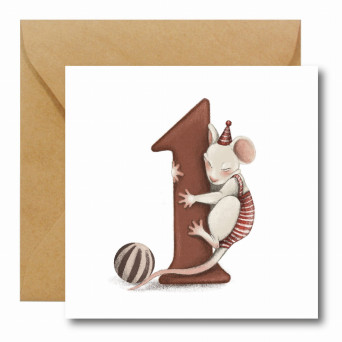 Greeting card - Hi Little - Mouse, 14,5 x 14,5 cm