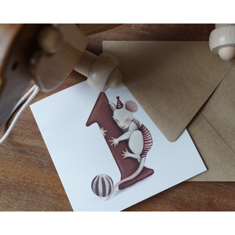Greeting card - Hi Little - Mouse, 14,5 x 14,5 cm