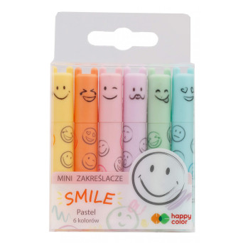Set of Smile mini highlighters - Happy Color - pastel, 6 colors