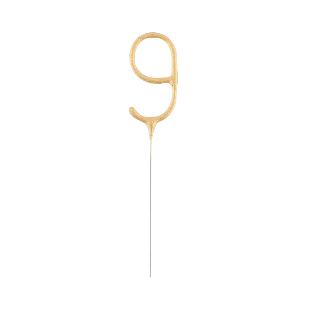 Zimne ognie Cyfra 9 - złota, 17 cm