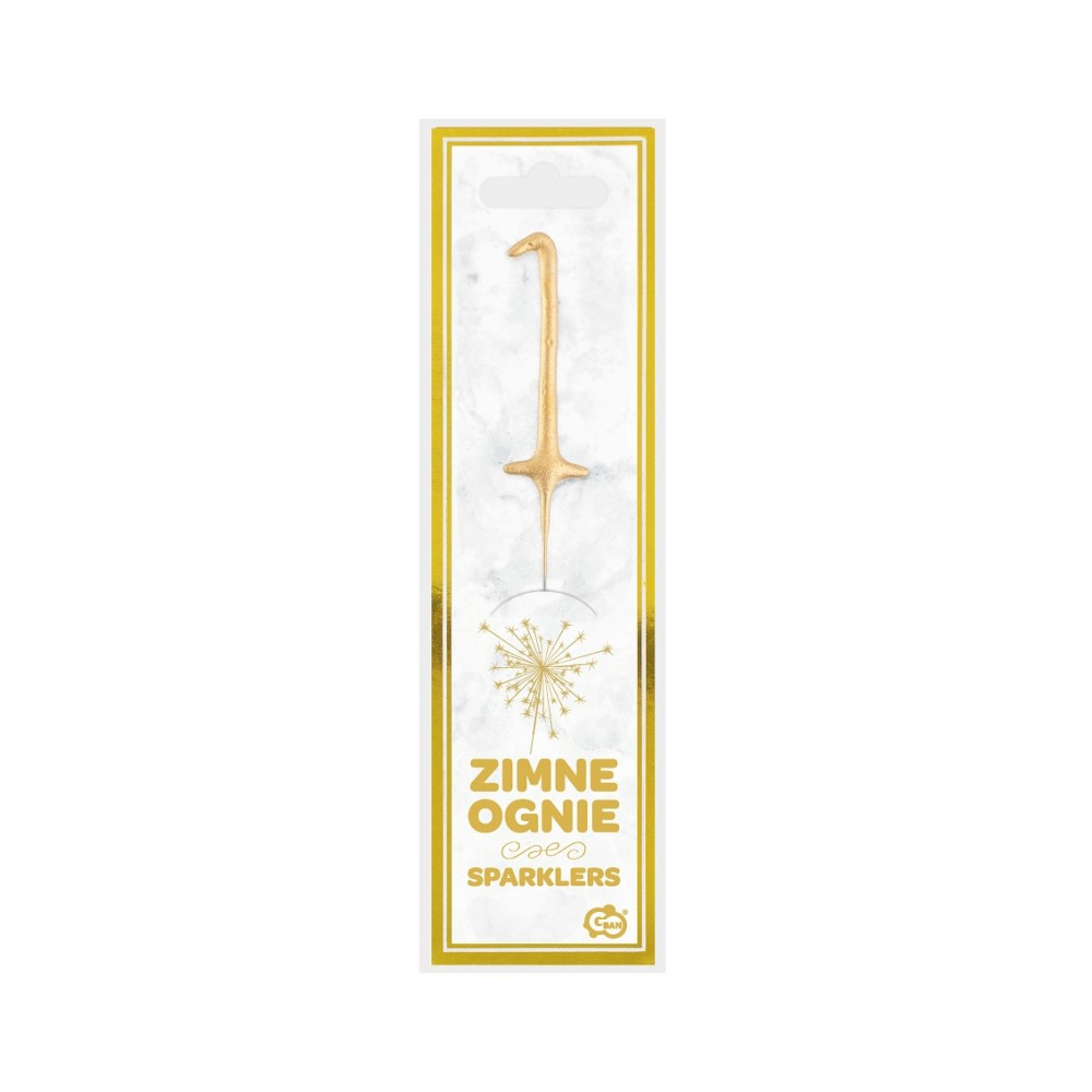 Zimne ognie Cyfra 1 - złota, 17 cm