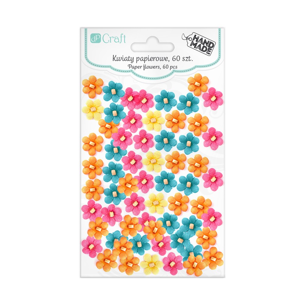 Kwiaty papierowe - DpCraft  - kolorowe, 60 szt.