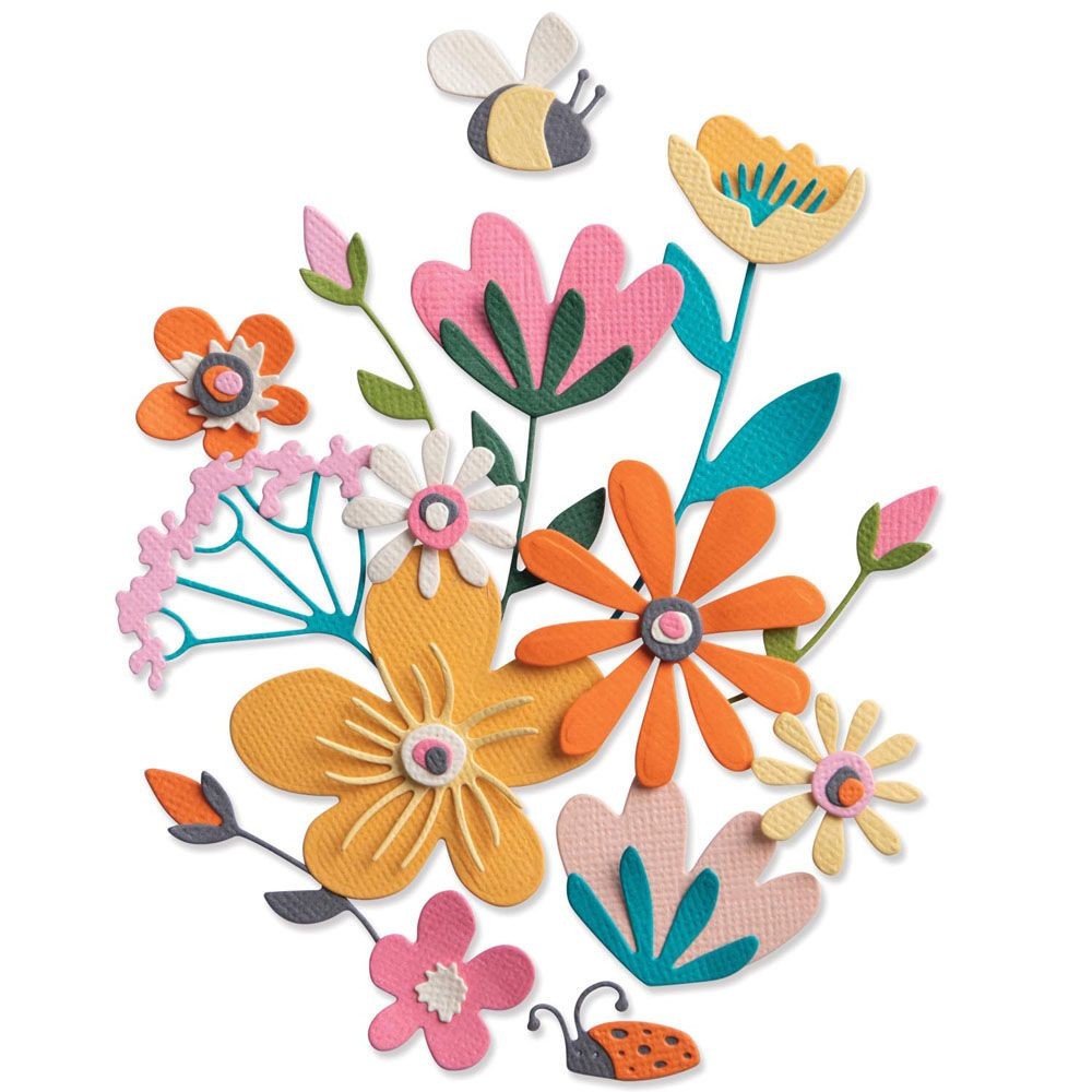 Zestaw wykrojników Thinlits - Sizzix - Fabulous Bold Florals, 16 szt.