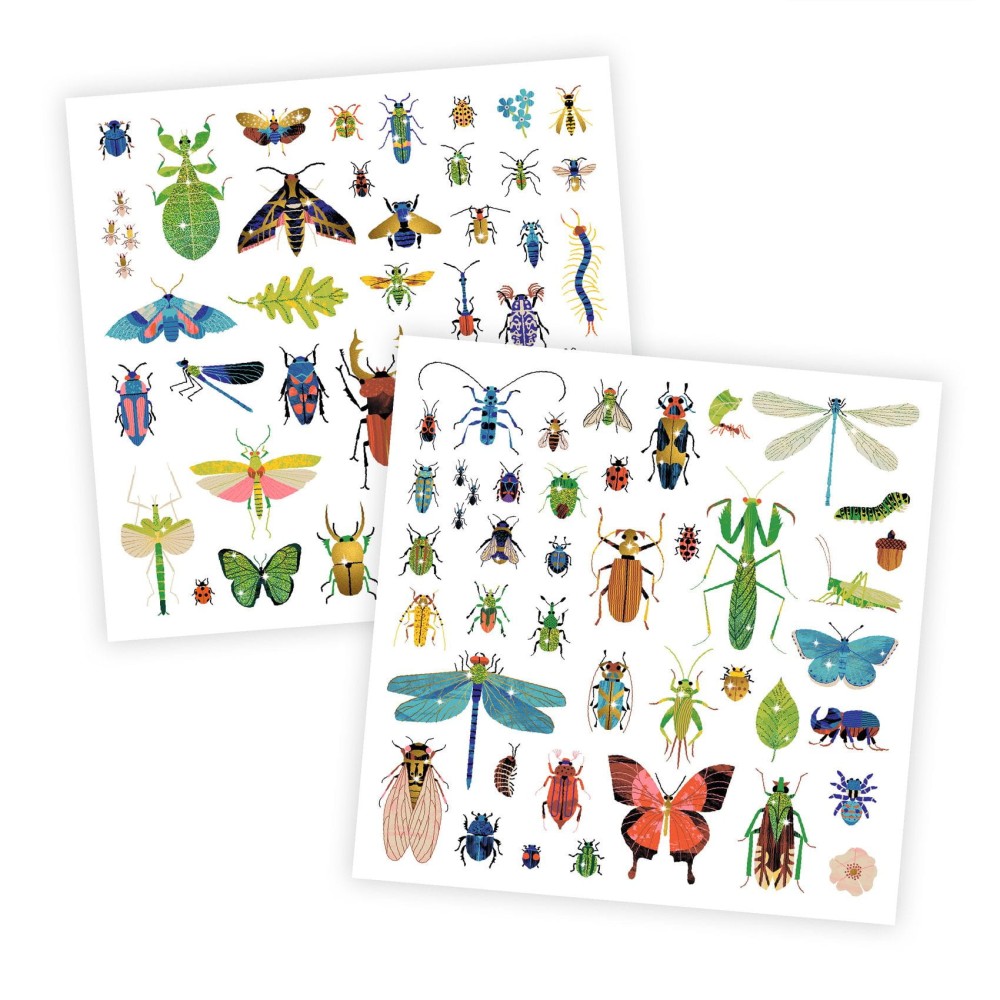 Set of metallic stickers - Djeco - Microcosmos, 160 pcs.