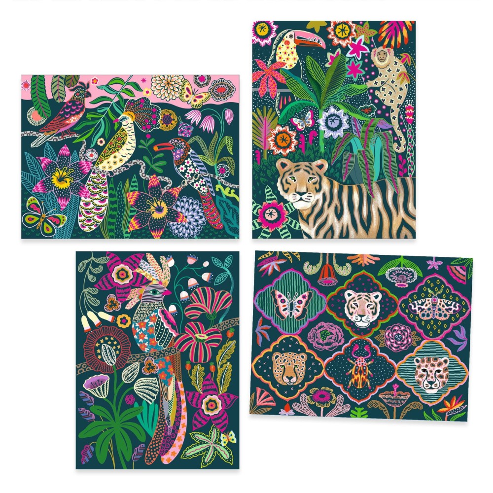 Scratch boards for children - Djeco - Rococo, 4 sheets