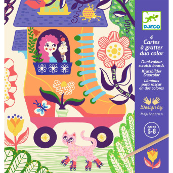 Scratch boards for children - Djeco - Fancy Houses, 4 sheets