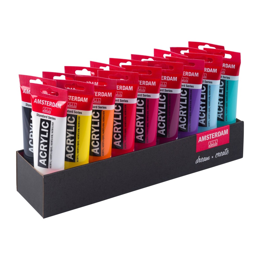 Zestaw farb akrylowych, Primary - Amsterdam - 18 kolorów x 120 ml