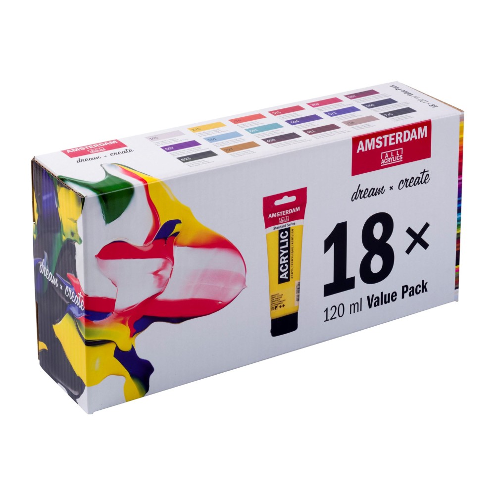 Set of acrylic paints, Primary - Amsterdam - 18 colors x 120 ml