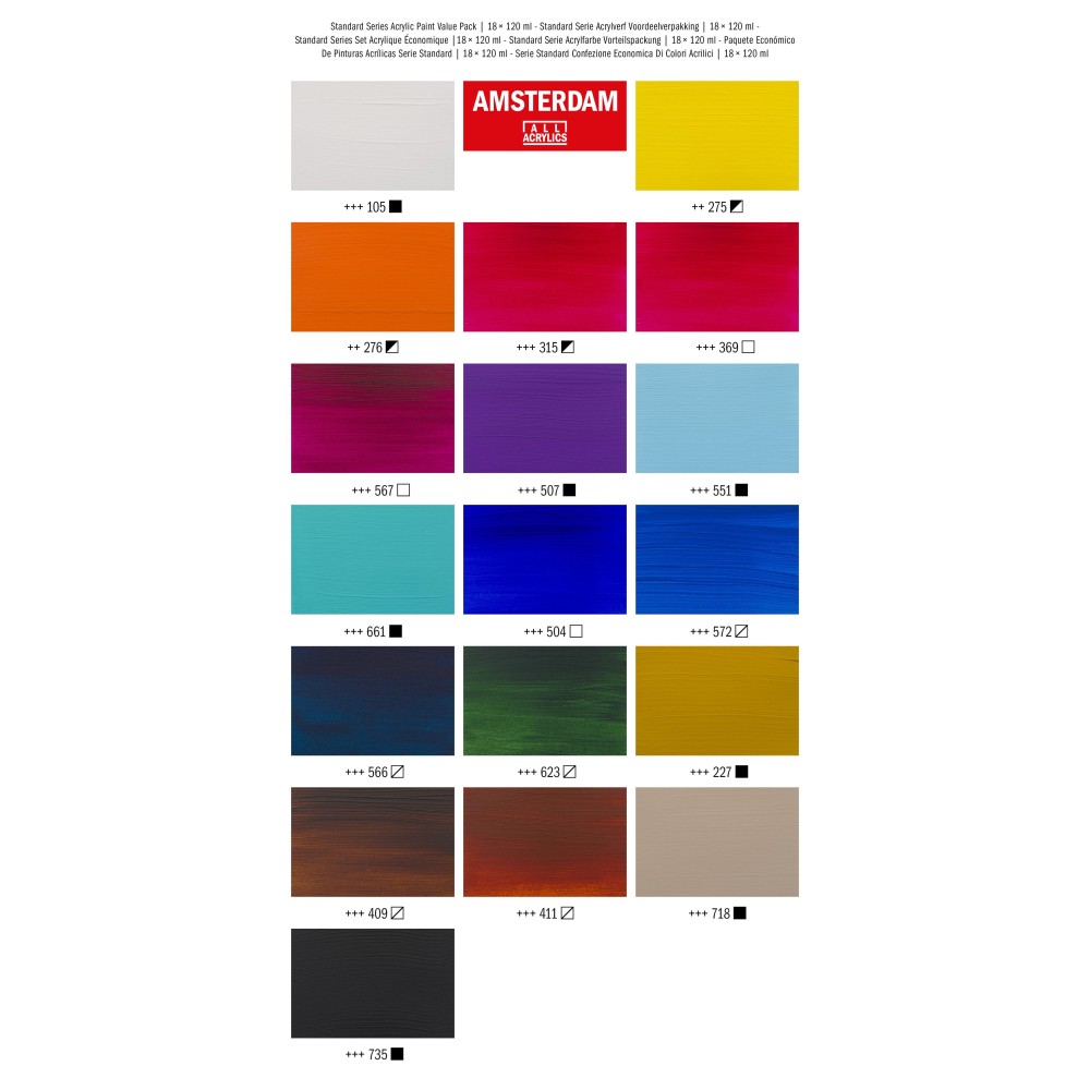 Set of acrylic paints, Primary - Amsterdam - 18 colors x 120 ml