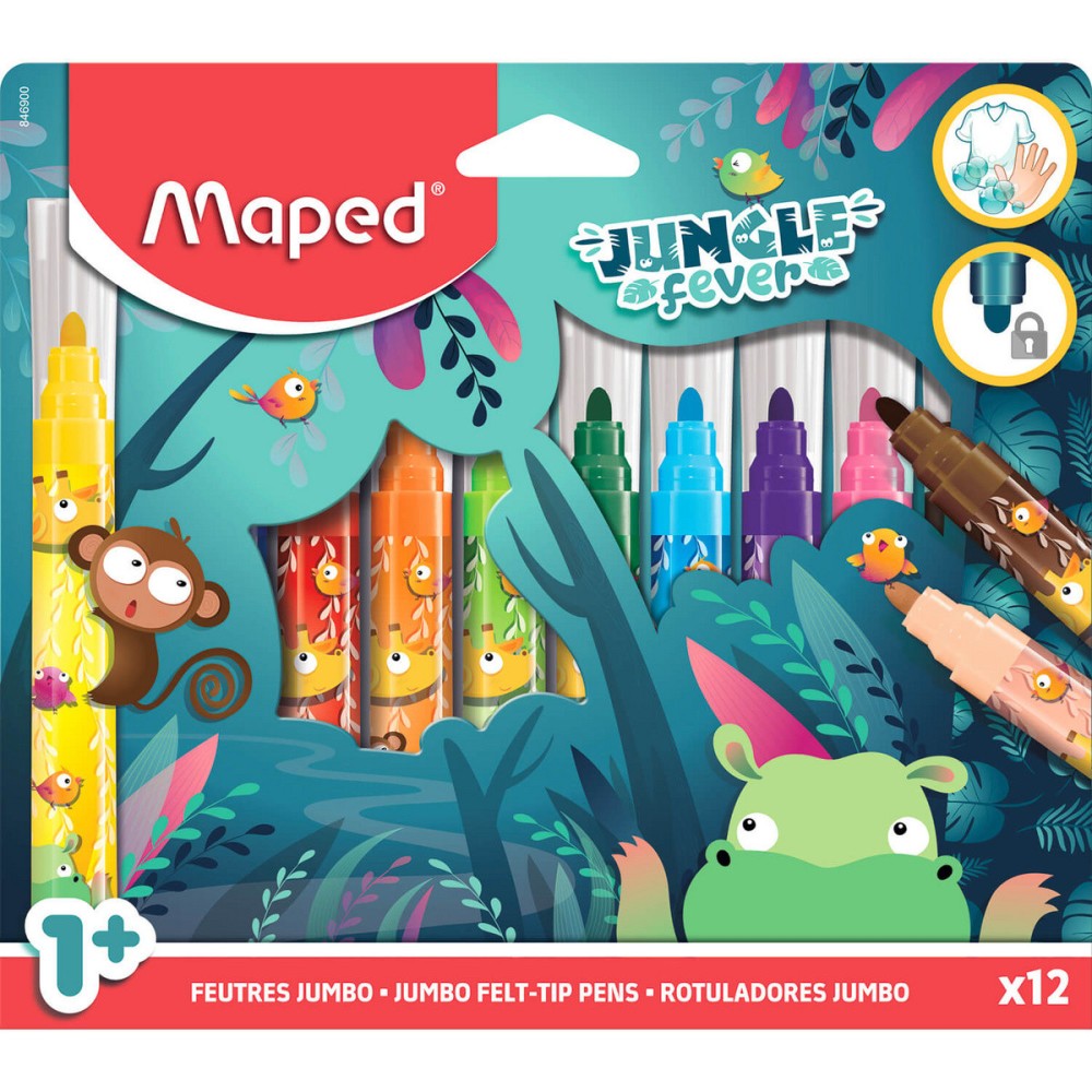 Set of Jumbo Jungle Fever felt-tip pens - Maped - 12 pcs.