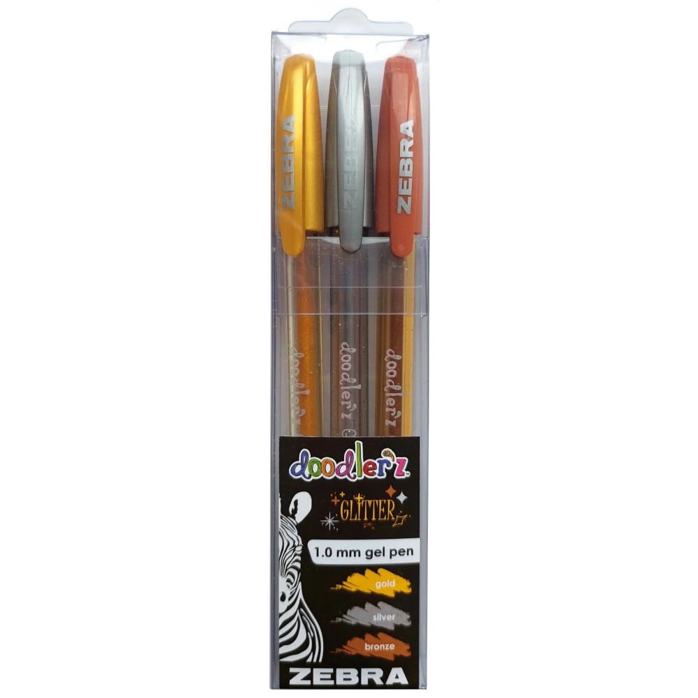 Zestaw długopisów żelowych Doodler'z Glitter - Zebra - 3 kolory