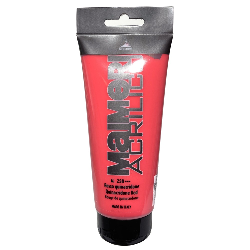 Farba akrylowa Acrilico - Maimeri - 258, Quinacridone Red, 200 ml