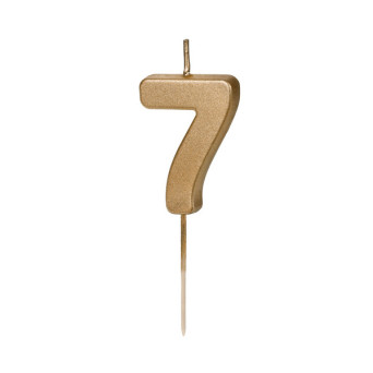 Birthday candle, number 7 - gold, 4,5 cm