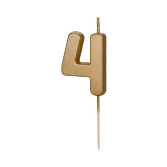 Świeczka urodzinowa cyferka 4 - złota, 4,5 cm