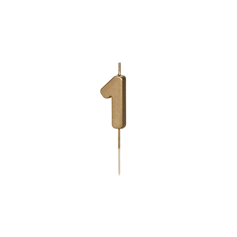 Birthday candle, number 1 - gold, 4,5 cm