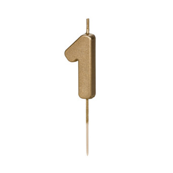 Świeczka urodzinowa cyferka 1 - złota, 4,5 cm
