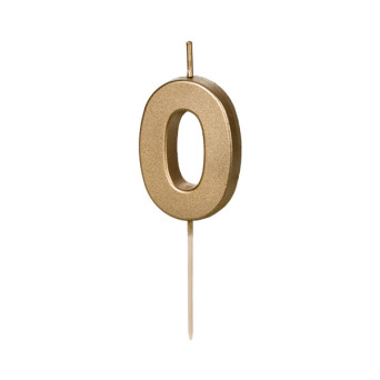 Świeczka urodzinowa cyferka 0 - złota, 4,5 cm