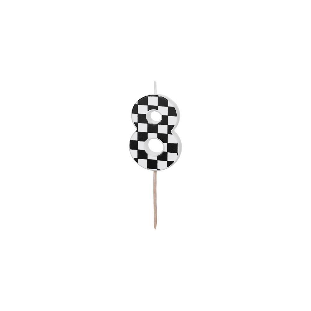 Birthday candle, number 8 - black and white, 5,5 cm