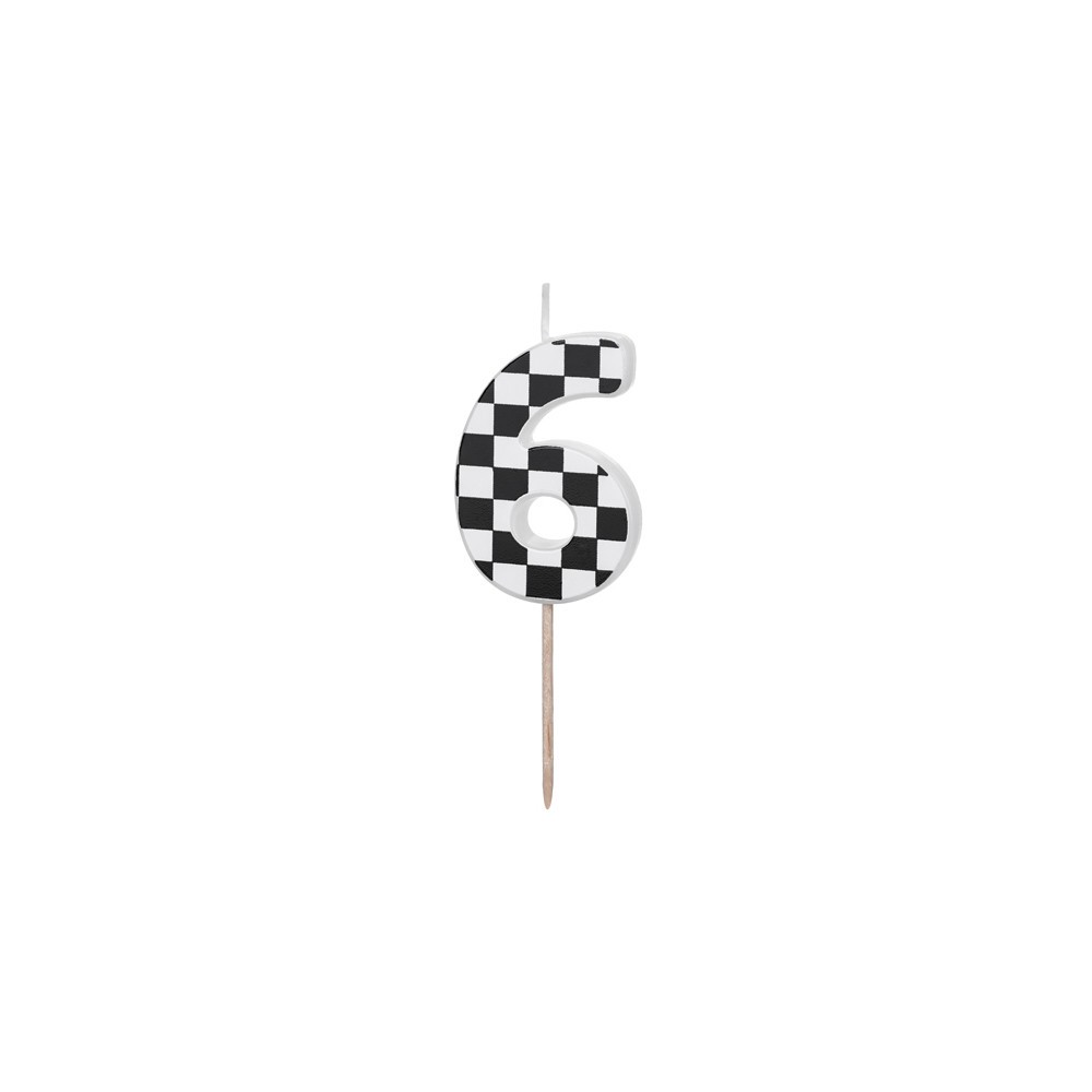 Birthday candle, number 6 - black and white, 5,5 cm
