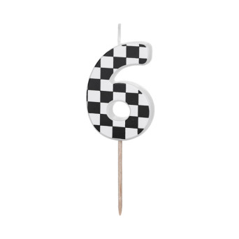 Birthday candle, number 6 - black and white, 5,5 cm