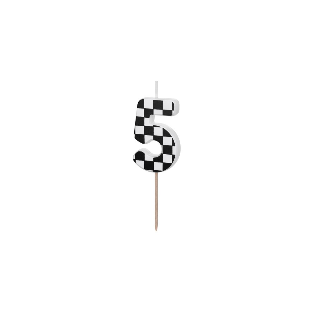 Birthday candle, number 5 - black and white, 5,5 cm