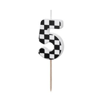 Świeczka urodzinowa cyferka 5 - czarno-biała, 5,5 cm