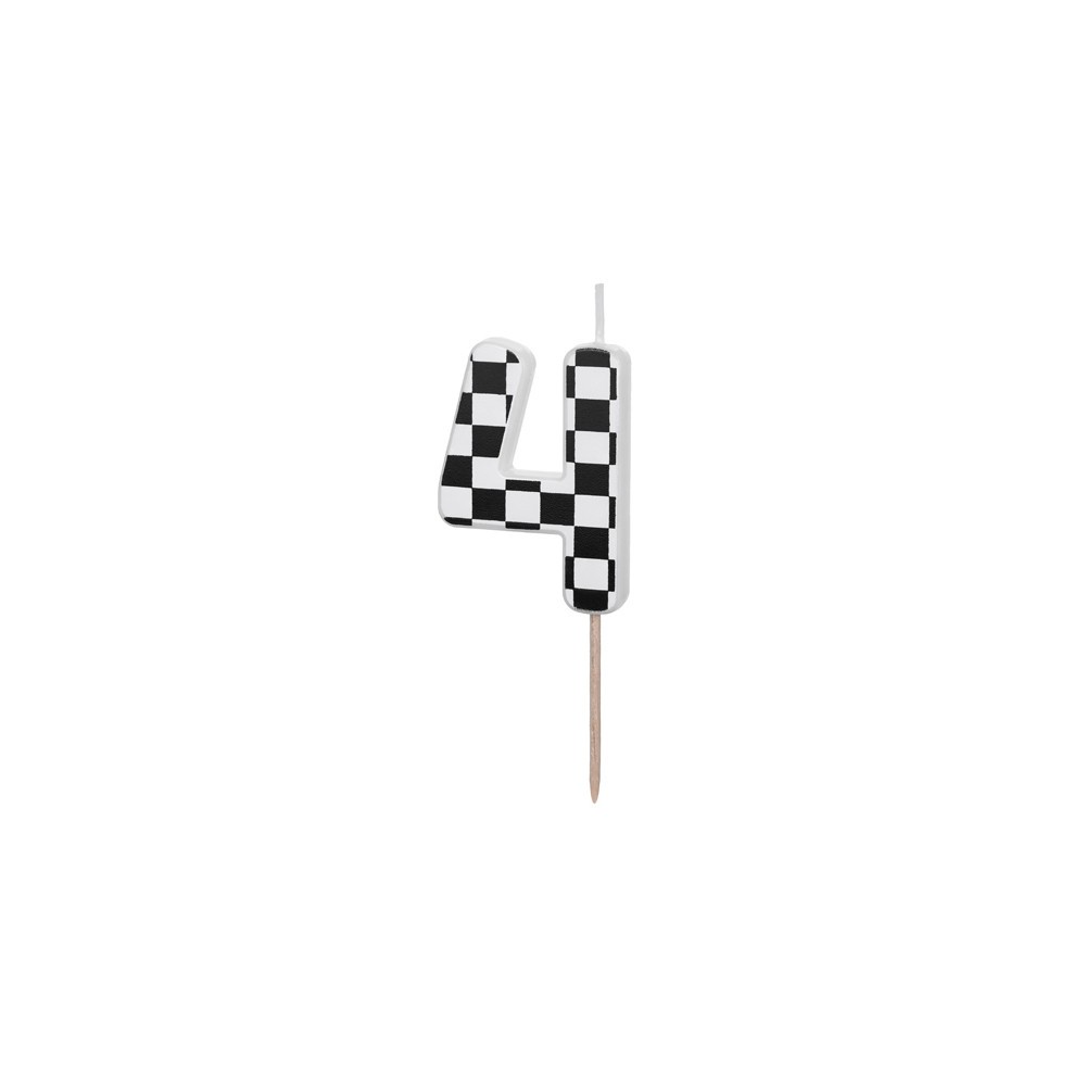 Birthday candle, number 4 - black and white, 5,5 cm