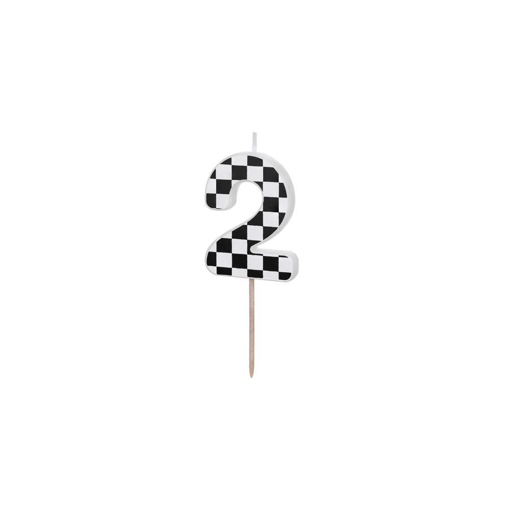Birthday candle, number 2 - black and white, 5,5 cm