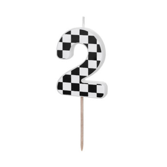 Świeczka urodzinowa cyferka 2 - czarno-biała, 5,5 cm