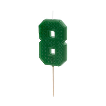 Birthday candle, number 8 - green, 6 cm