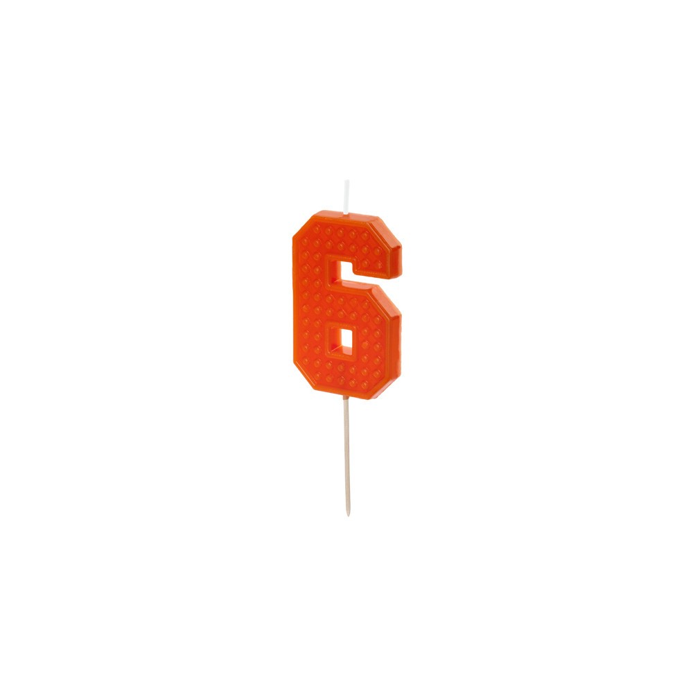 Birthday candle, number 6 - red, 6 cm