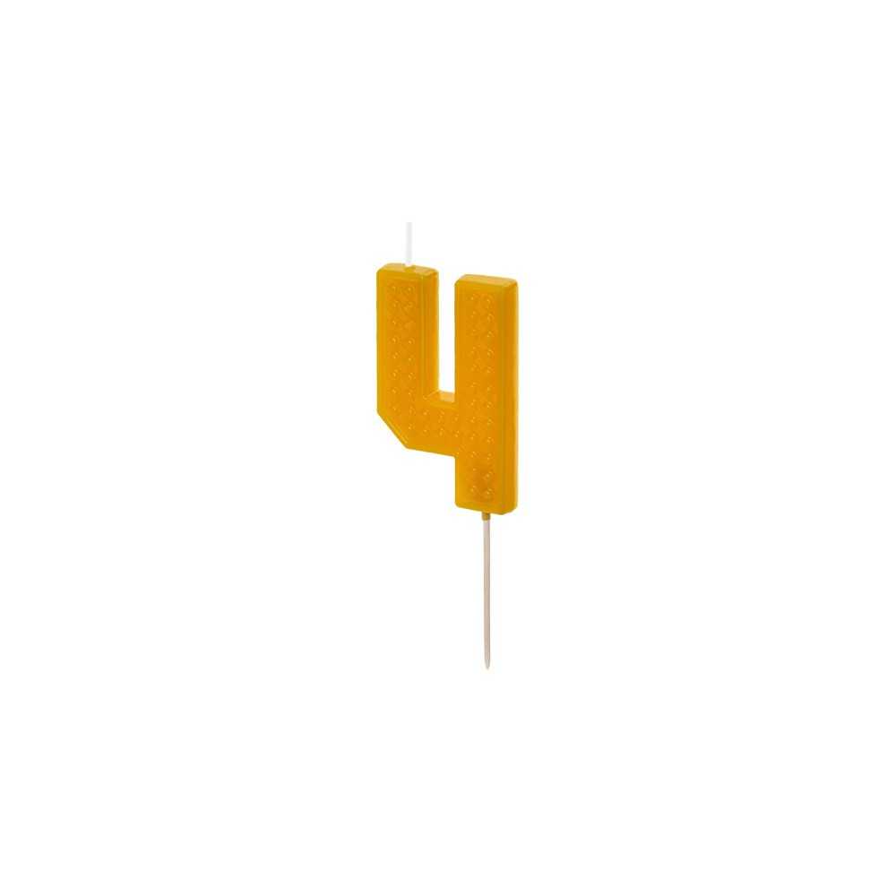 Birthday candle, number 4 - yellow, 6 cm