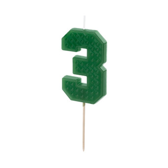 Birthday candle, number 3 - green, 6 cm