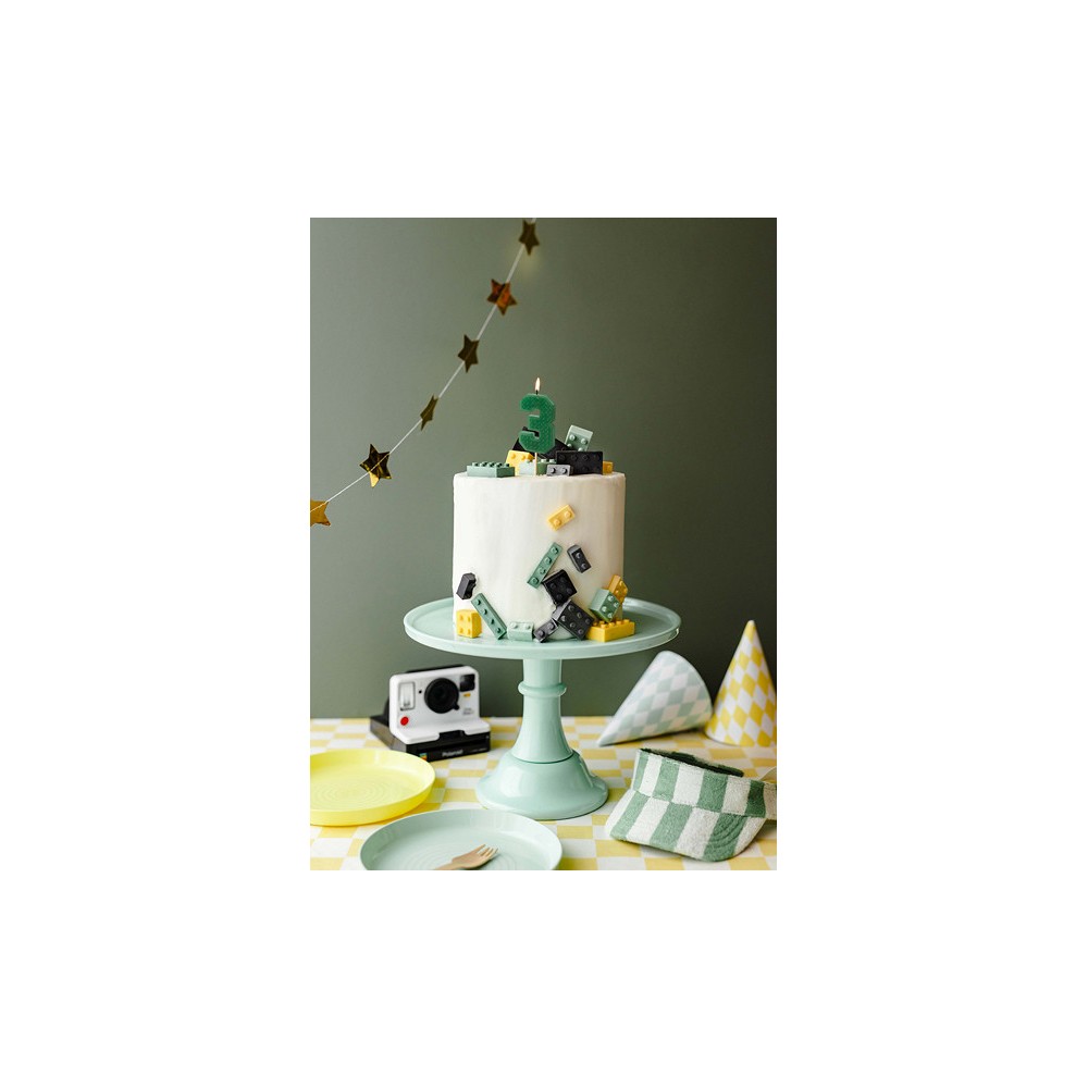 Birthday candle, number 3 - green, 6 cm