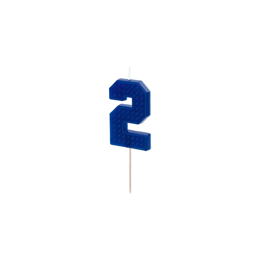 Birthday candle, number 2 - blue, 6 cm