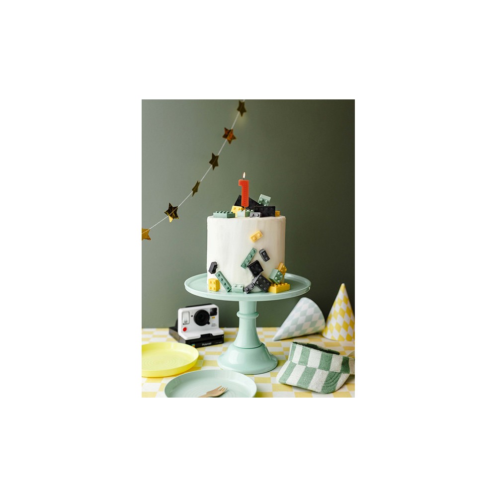 Birthday candle, number 1 - red, 6 cm