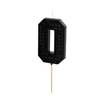 Świeczka urodzinowa cyferka 0 - czarna, 6 cm