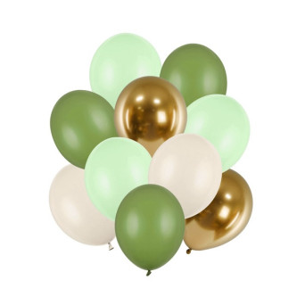 Latex balloons - green, 10 pcs.