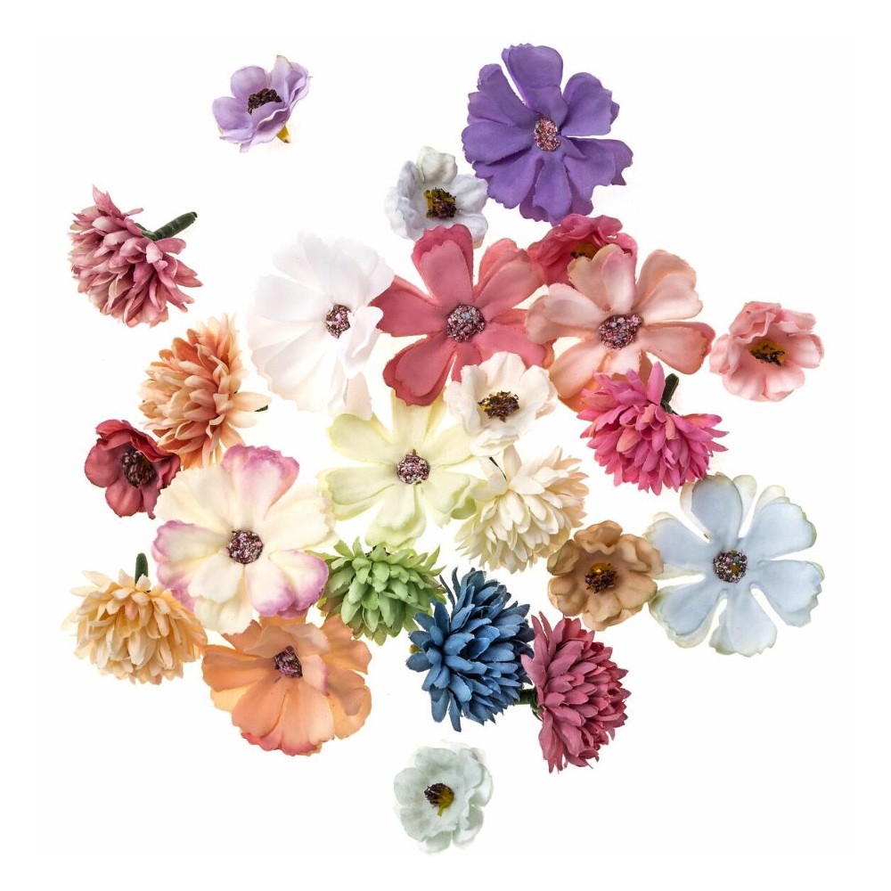 Fabric flowers - DpCraft - multicolor, 24 pcs.