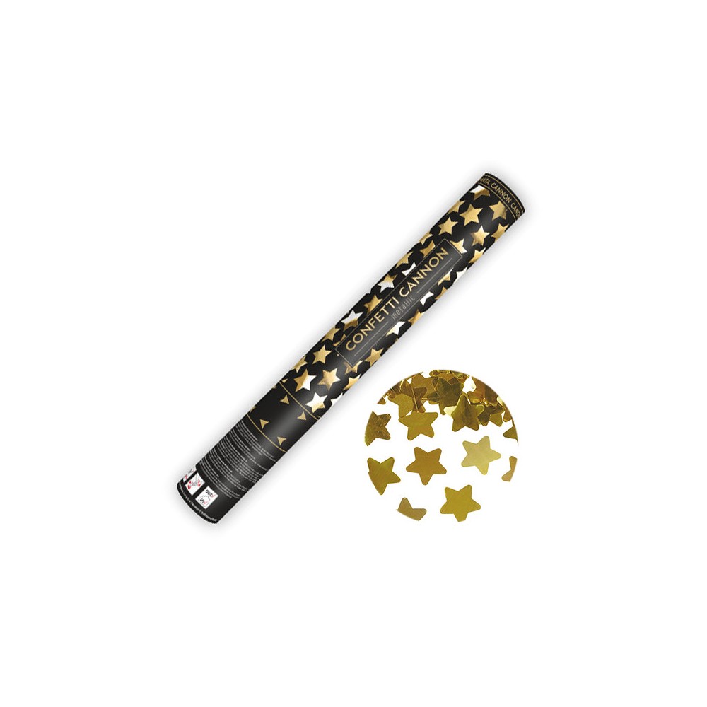 Confetti cannon Stars - gold, metallic, 40 cm