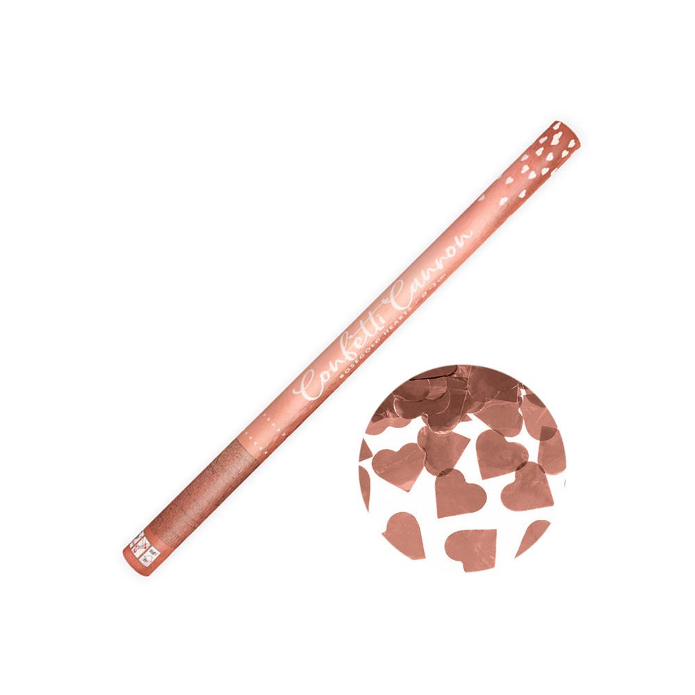 Shooting confetti cannon - hearts, pink gold, 60 cm