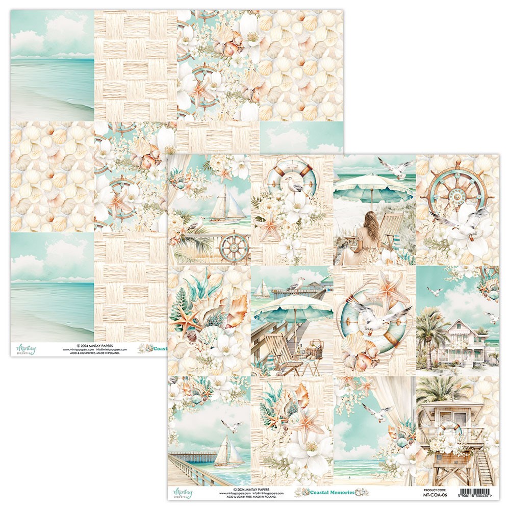 Scrapbooking paper 30,5 x 30,5 cm - Mintay - Coastal Memories 06
