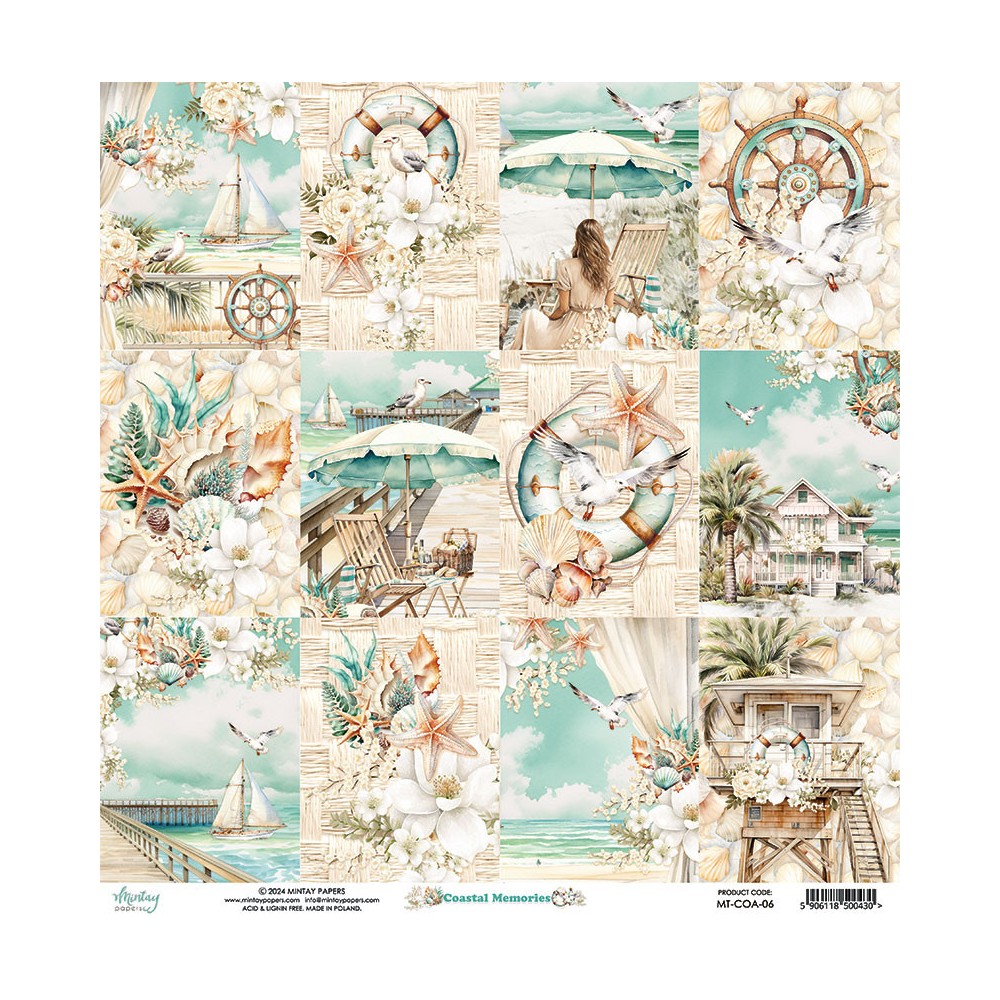 Scrapbooking paper 30,5 x 30,5 cm - Mintay - Coastal Memories 06