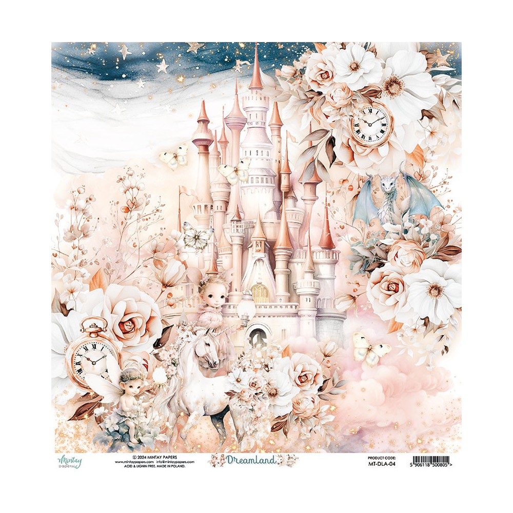 Scrapbooking paper 30,5 x 30,5 cm - Mintay - Dreamland 04