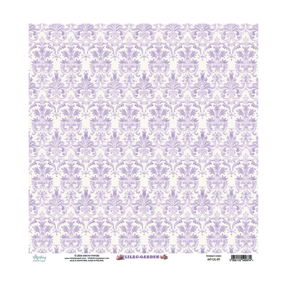 Papier do scrapbookingu 30,5 x 30,5 cm - Mintay - Lilac Garden 01