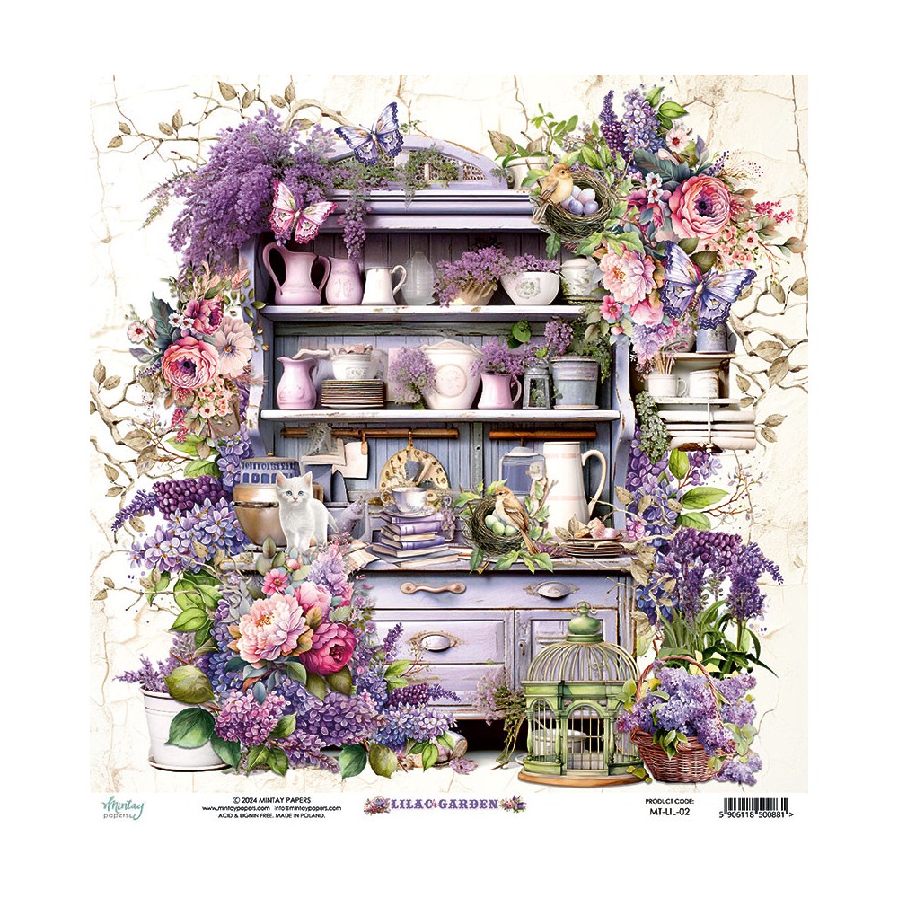 Scrapbooking paper 30,5 x 30,5 cm - Mintay - Lilac Garden 02