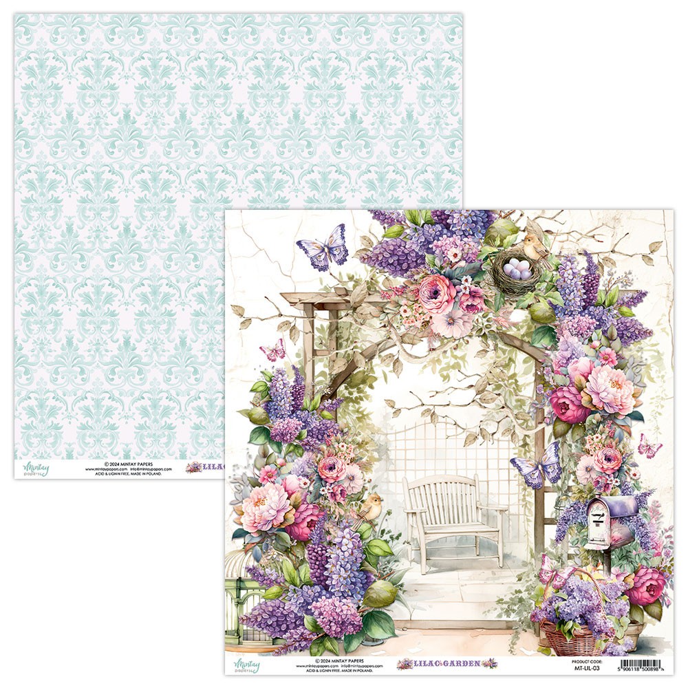 Papier do scrapbookingu 30,5 x 30,5 cm - Mintay - Lilac Garden 03