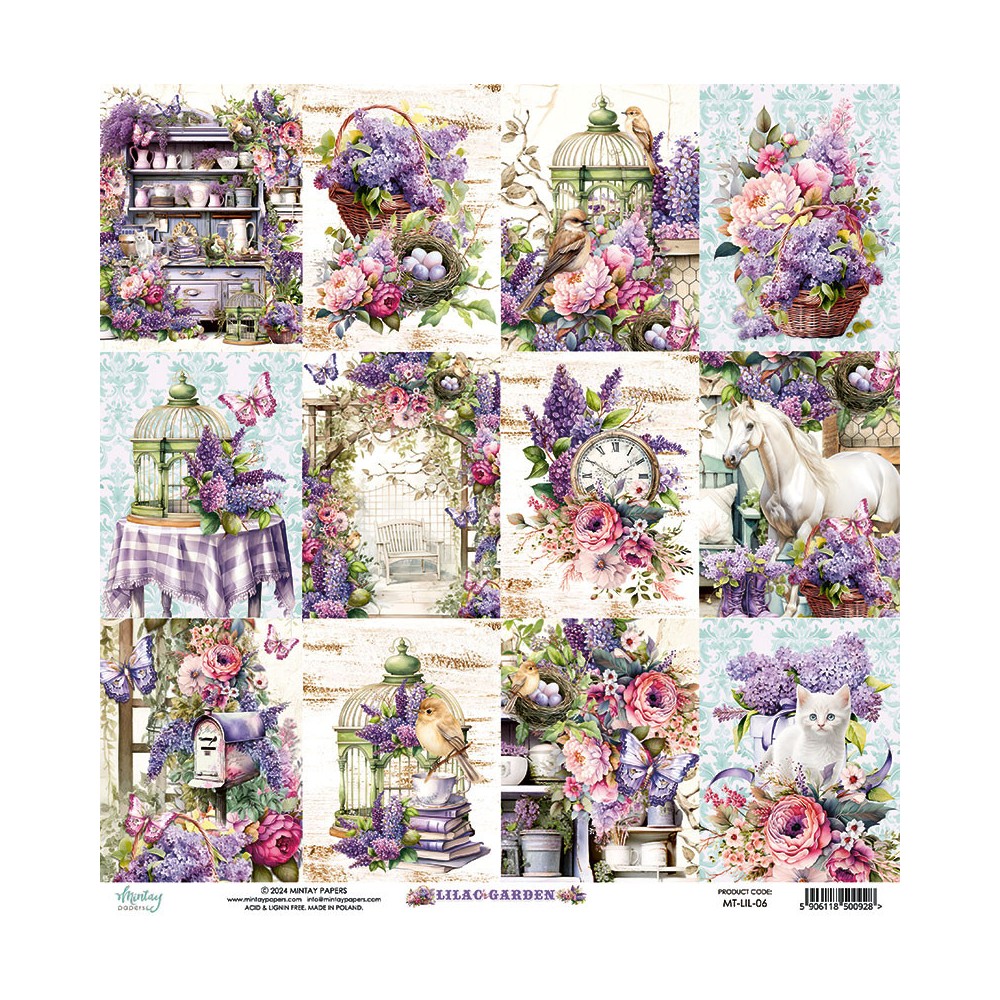 Scrapbooking paper 30,5 x 30,5 cm - Mintay - Lilac Garden 06