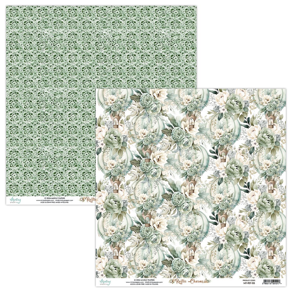 Scrapbooking paper 30,5 x 30,5 cm - Mintay - Rustic Charms 05